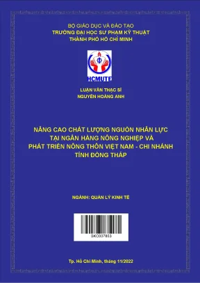 Nâng cao chất lượng nguồn nhân lực tại ngân hàng nông nghiệp và phát triển nông thôn việt nam chi nhánh tỉnh đồng tháp