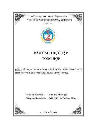 Báo cáo thực tập tổng hợp xây dựng phần mềm quản lý dự án trong công ty cổ phần tư vấn xây dựng công trình giao thông 2