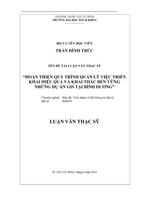 Luận văn thạc sĩ bản đổ viễn thám và hệ thống thông tin địa lý hoàn thiện quy trình quản lý việc triển khai hiệu quả và khai thác bền vững những dự án gis tại bình dương