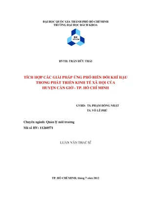 Luận văn thạc sĩ quản lý môi trường tổng hợp các giải pháp ứng phó biến đổi khí hậu trong phát triển kinh tế xã hội của huyện cần giờ tp hồ chí minh