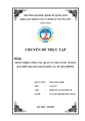 Hoàn thiện công tác quản lý nhà nước về đất đai trên địa bàn quận kiến an thành phố hải phòng
