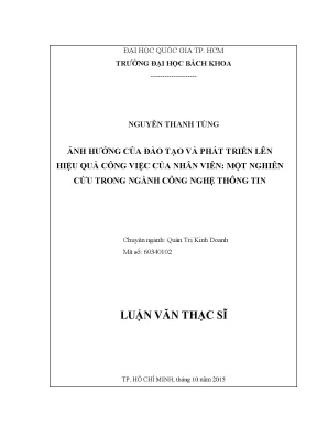 Luận văn thạc sĩ quản trị kinh doanh ảnh hưởng của đào tạo và phát triển lên hiệu quả công việc của nhân viên một nghiên cứu trong ngành công nghệ thông tin