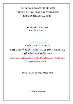 Khóa luận tốt nghiệp kỹ thuật máy tính thiết kế và hiện thực thuật toán kiểm tra chữ kí số rsa trên fpga