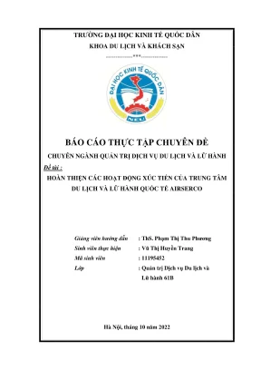 Chuyên đề thực tập hoàn thiện các hoạt động xúc tiến của trung tâm du lịch và lữ hành quốc tế airserco