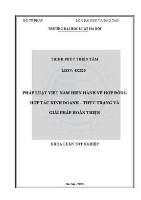 Khoá luận tốt nghiệp pháp luật việt nam hiện hành về hợp đồng hợp tác kinh doanh thực trạng và giải pháp hoàn thiện