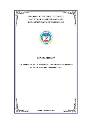 Chuyên đề thực tập tốt nghiệp an assessment of foreign teacher recruitment at apax english corporation
