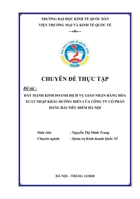 Chuyên đề thực tập đẩy mạnh kinh doanh dịch vụ giao nhận hàng hóa xuất nhập khẩu đường biển của công ty cổ phần hàng hải tiêu điểm hà nội