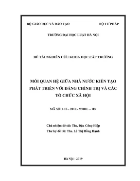 Đề tài nghiên cứu khoa học cấp trường mối quan hệ giữa nhà nước kiến tạo phát triển với đảng chính trị và các tổ chức xã hội