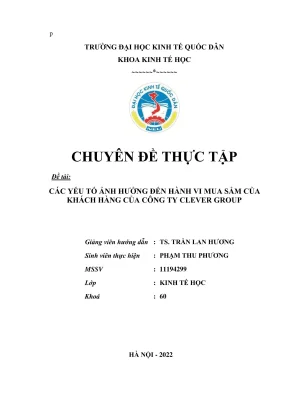Chuyên đề thực tập các yếu tố ảnh hưởng đến hành vi mua sắm của khách hàng của công ty clever group