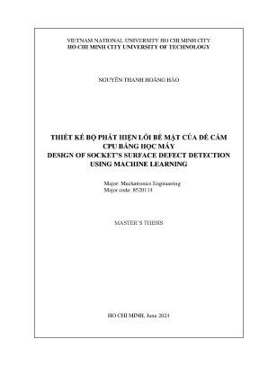 Luận văn thạc sĩ kỹ thuật cơ điện tử design of sockets surface defect detection using machine learning
