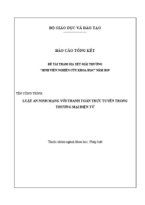 Đề tài sinh viên nghiên cứu khoa học luật an ninh mạng với thanh toán trực tuyến trong thương mại điện tử
