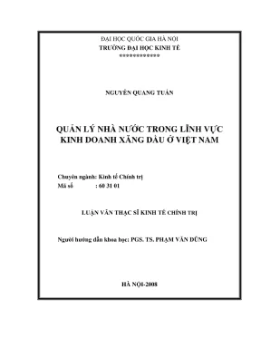 Luận văn thạc sĩ kinh tế chính trị quản lý nhà nước trong lĩnh vực kinh doanh xăng dầu ở việt nam