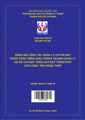 Đánh giá công tác quản lý chi phí xây dựng công trình giao thông tại ban quản lý dự án và phát triển quỹ đất thành phố cao lãnh tỉnh đồng tháp