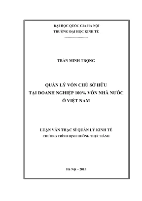 Luận văn thạc sĩ quản trị kinh doanh quản lý vốn chủ sở hữu tại doanh nghiệp 100 vốn nhà nước ở việt nam luận văn ths kinh doanh và quản lý
