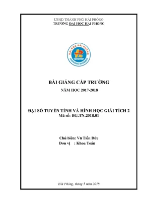 Bài giảng đại số tuyến tính và hình học giải tích 2