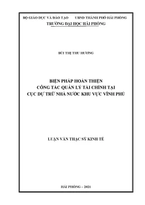 Luận văn thạc sĩ quản lý kinh tế biện pháp hoàn thiện công tác quản lý tài chính tại cục dự trữ nhà nước khu vực vĩnh phúc