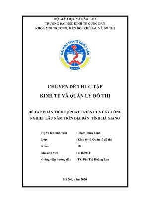 Chuyên đề thực tập phân tích sự phát triển của cây công nghiệp lâu năm trên địa bàn tỉnh hà giang