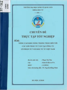 Chuyên đề thực tập tốt nghiệp nâng cao khả năng thắng thầu đối với các gói thầu tư vấn tại công ty cổ phần tư vấn đầu tư 3t việt nam
