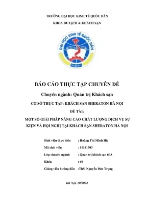 Chuyên đề thực tập một số giải pháp nâng cao chất lượng dịch vụ sự kiện và hội nghị tại khách sạn sheraton hà nội