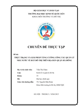 Chuyên đề thực tập thực trạng và giải pháp tăng cường công tác quản lý nhà nước về đất đô thị trên địa bàn quận hà đông