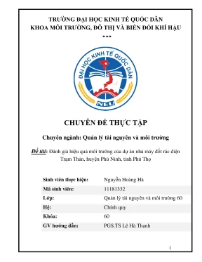 Chuyên đề thực tập đánh giá hiệu quả môi trường của dự án nhà máy đốt rác điện trạm thản huyện phù ninh tỉnh phú thọ