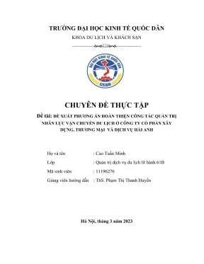 Chuyên đề thực tập đề xuất phương án thực hiện công tác quản trị nhân lực vân chuyển du lịch ở công ty cổ phần xây dựng thương mại và du lịch hải anh