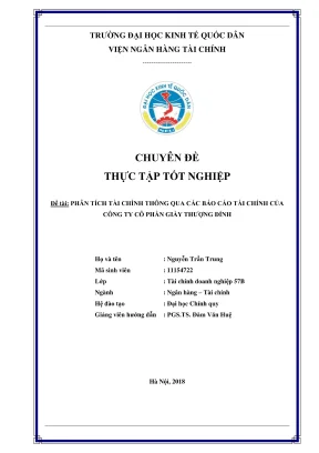 Chuyên đề thực tập tốt nghiệp phân tích tài chính thông qua các báo cáo tài chính của công ty cổ phần giầy thượng đình