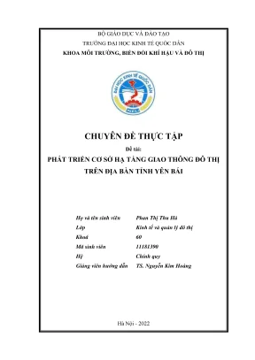 Chuyên đề thực tập phát triển cơ sở hạ tầng giao thông đô thị trên địa bàn tỉnh yên bái