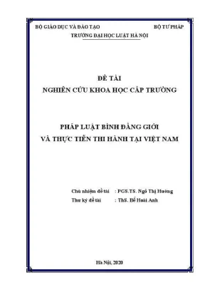 Đề tài nghiên cứu khoa học cấp trường pháp luật bình đẳng giới và thực tiễn thi hành tại việt nam