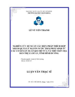 Luận văn thạc sĩ quản lý môi trường nghiên cứu đề xuất các biện pháp thích hợp nhằm quản lý nguồn nước thải phát sinh từ các cơ sở sản xuất quy mô vừa và nhỏ trên địa bàn thị xã dĩ an tỉnh bình dương
