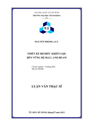 Luận văn thạc sĩ tự động hóa thiết kế bộ điều khiển lqg bền vững hệ ball and beam