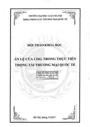Hội thảo khoa học án lệ của cisg trong thực tiễn trọng tài thương mại quốc tế