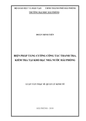 Luận văn thạc sĩ quản lý kinh tế biện pháp tăng cường công tác thanh tra kiểm tra tại kho bạc nhà nước hải phòng