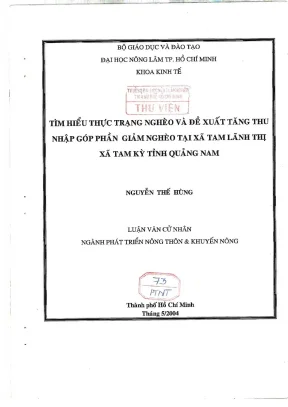 Khóa luận tốt nghiệp phát triển nông thôn tìm hiểu thực trạng nghèo và đề xuất tăng thu nhập góp phần giảm nghèo tại xã tam lãnh thị xã tam kỳ tỉnh quảng nam