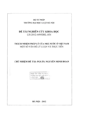 Đề tài nghiên cứu khoa học cấp trường trách nhiệm pháp lý của nhà nước ở việt nam một số vấn đề lý luận và thực tiễn