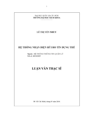 Luận văn thạc sĩ hệ thống thông tin quản lý hệ thống nhận diện rủi ro tín dụng thẻ