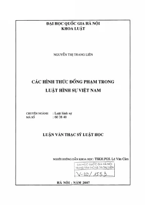 Luận văn thạc sĩ luật học các hình thức đồng phạm trong luật hình sự việt nam
