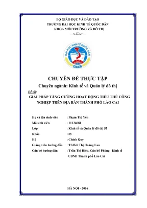 Chuyên đề thực tập giải pháp tăng cường hoạt động tiểu thủ công nghiệp trên địa bàn thành phố lào cai