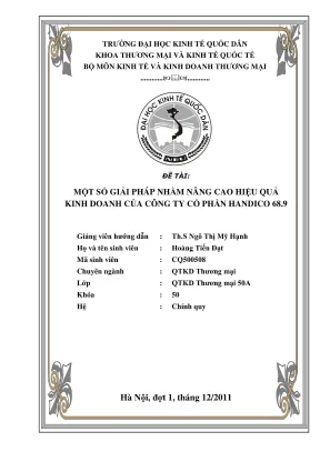Chuyên đề thực tập tốt nghiệp một số giải pháp nhằm nâng cao hiệu quả kinh doanh của công ty cổ phần handico 68 9