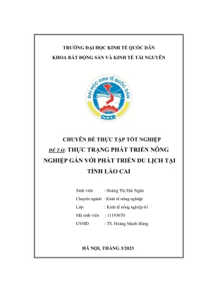 Chuyên đề thực tập tốt nghiệp thực trạng phát triển nông nghiệp gắn với phát triển du lịch tại tỉnh lào cai