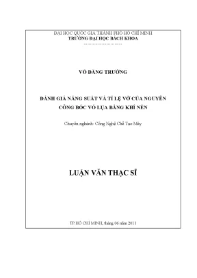 Luận văn thạc sĩ công nghệ chế tạo máy đánh giá năng suất và tỷ lệ vỡ của nguyên công bóc vỏ lụa bằng khí nén