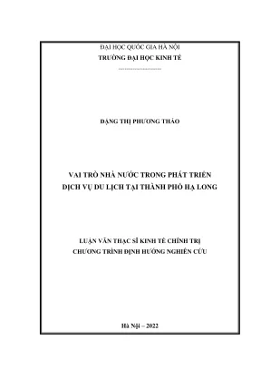 Luận văn thạc sĩ kinh tế chính trị vai trò nhà nước trong phát triển dịch vụ du lịch tại thành phố hạ long
