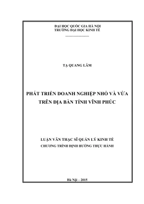Luận văn thạc sĩ quản lý kinh tế phát triển doanh nghiệp nhỏ và vừa trên địa bàn tỉnh vĩnh phúc