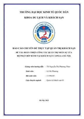 Chuyên đề thực tập hoàn thiện công tác quản trị nhân sự của bộ phận bếp bánh khách sạn capella hà nội