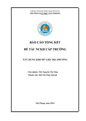 Đề tài nghiên cứu khoa học cấp trường xây dựng kho dữ liệu địa phương