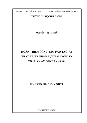 Luận văn thạc sĩ quản lý kinh tế hoàn thiện công tác đào tạo và phát triển nhân lực tại công ty cổ phần ắc quy tia sáng