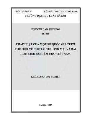 Khoá luận tốt nghiệp pháp luật của một số quốc gia trên thế giới về chế tài thương mại và bài học kinh nghiệm cho việt nam