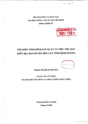 Khóa luận tốt nghiệp phát triển nông thôn tìm hiểu tình hình sản xuất và tiêu thụ rau trên địa bàn huyện bến cát bình dương