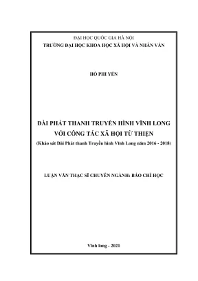Luận văn thạc sĩ báo chí đài phát thanh truyền hình vĩnh long với công tác xã hội từ thiện khảo sát đài phát thanh truyền hình vĩnh long năm 2016 2018