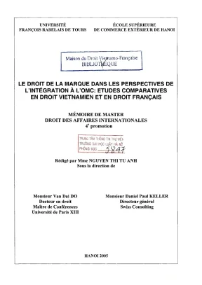 Luận án nghiên cứu le droit de la marque dans les respectives de lintégration à lomc etudes comparatives en droit vietnamien et en droit français